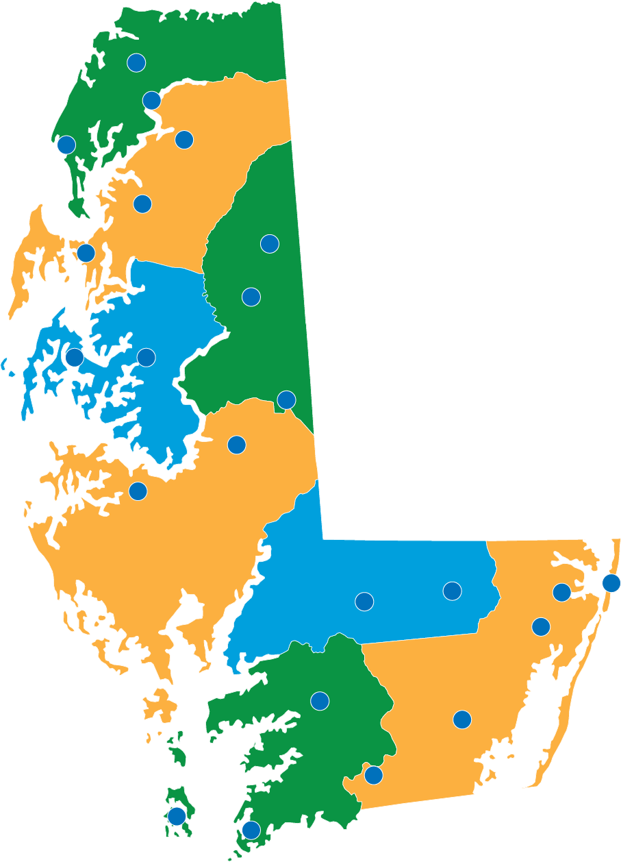 Map of Eastern Shore of Maryland public library locations