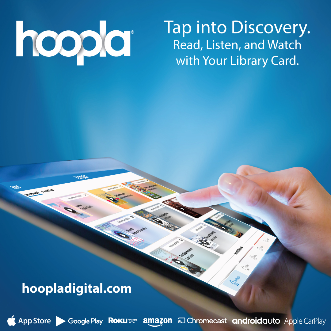 Advertisement for Hoopla Digital Media Services